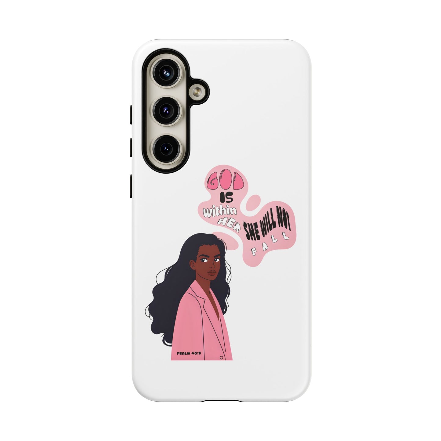 Phone Case — 'God is Within Her, She Will Not Fail' Inspirational Illustrated Case