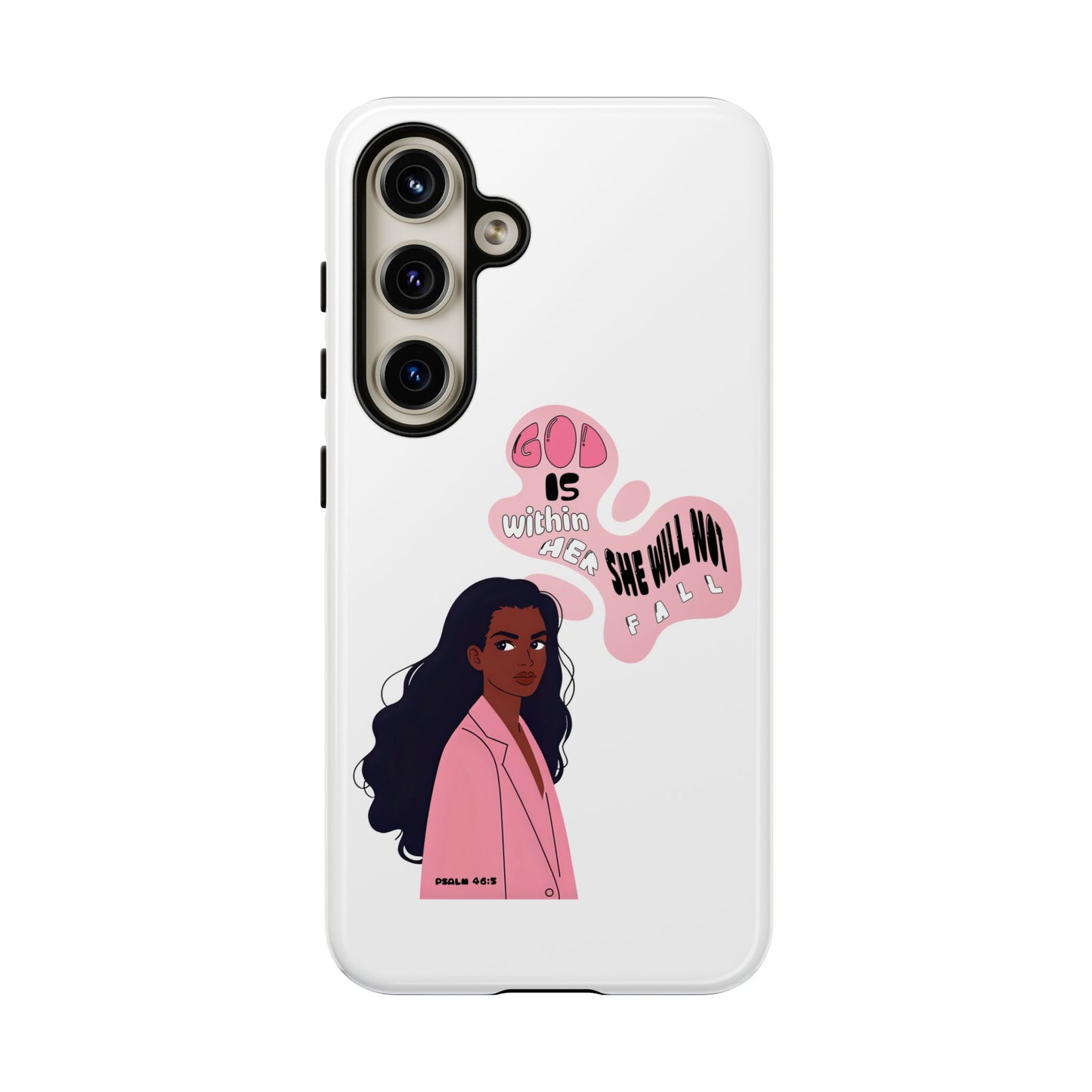 Phone Case — 'God is Within Her, She Will Not Fail' Inspirational Illustrated Case