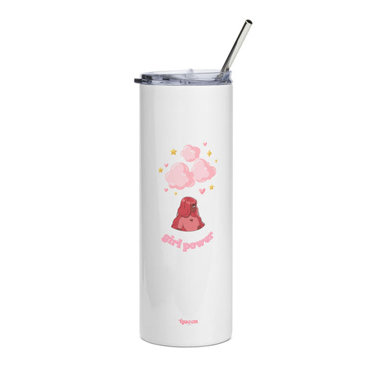 20oz Stainless Tumbler — Cute Pink Volcano "Girl Power" Travel Cup