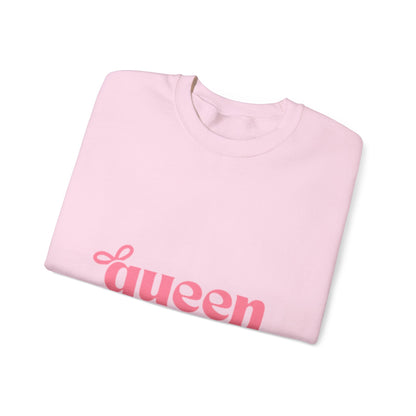 Queen Graphic Sweatshirt — Pink Script Crewneck for Women