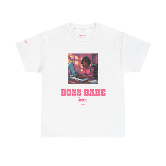 T-Shirt — "Boss Babe Inc." Graphic Tee (Pink Retro Workgirl Design)