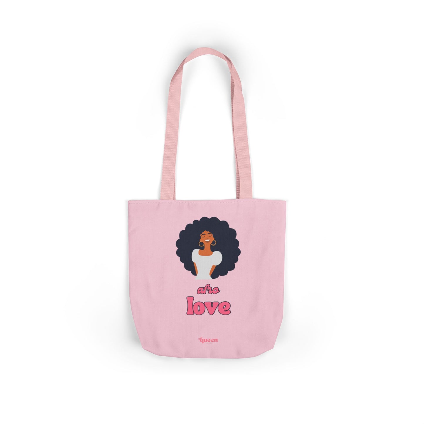 Pink "She’s Love" Afro Woman Canvas Tote