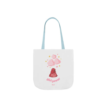 Girl Power Canvas Tote Bag — Cute Volcano & Hearts Eco Shopper