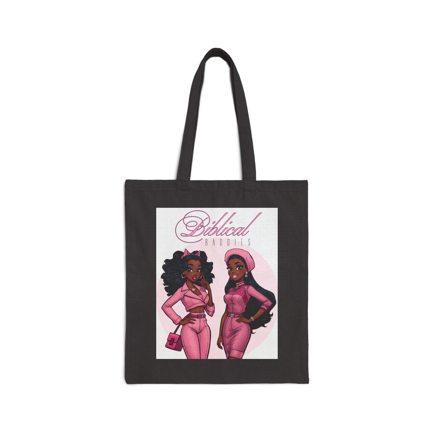 Tote Bag — 'Biblical Princess' Pink Afro Fashion Illustration Cotton Canvas Tote