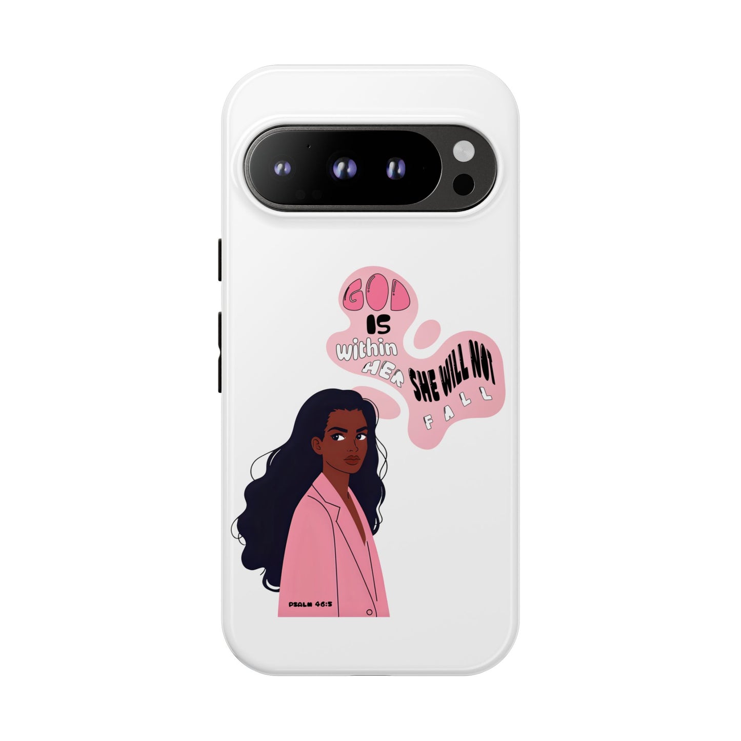 Phone Case — 'God is Within Her, She Will Not Fail' Inspirational Illustrated Case