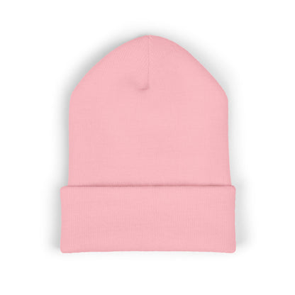 Embroidered "Queen" Cuffed Beanie – Pink Script Knit Hat
