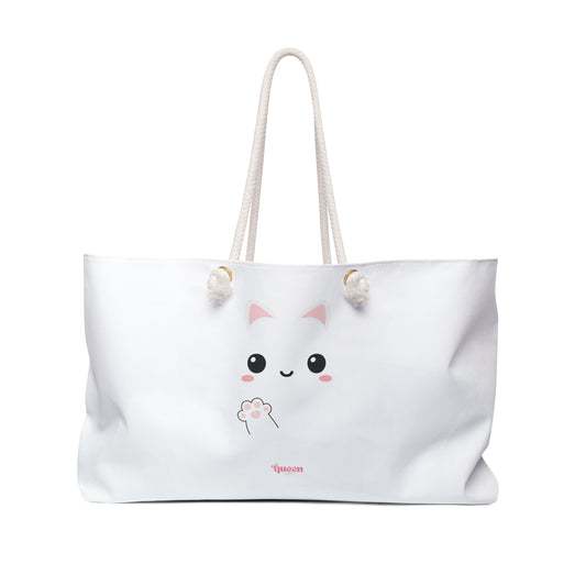 Cute Kawaii Cat Weekender Bag – Adorable Paw Print Travel Tote