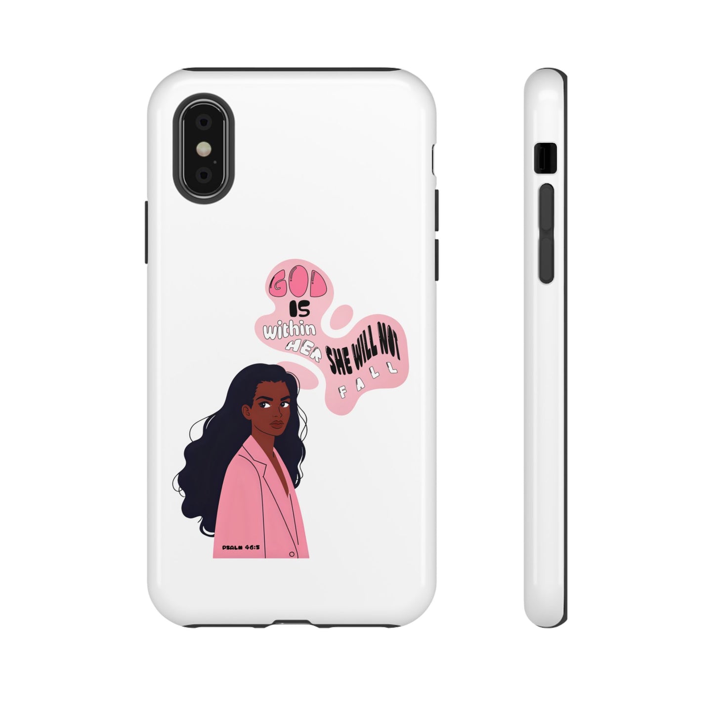 Phone Case — 'God is Within Her, She Will Not Fail' Inspirational Illustrated Case