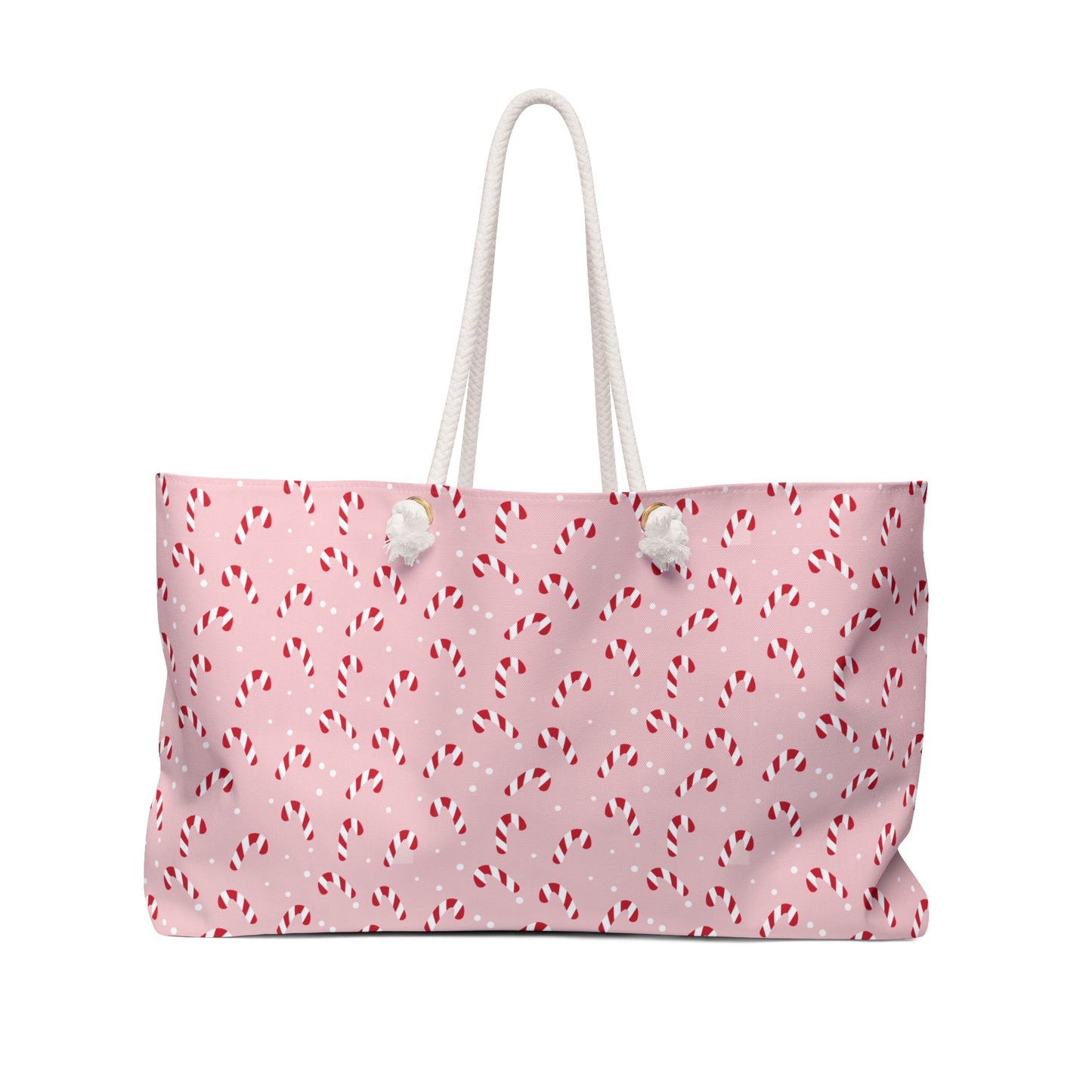 Pink Candy Cane Pattern Weekender Bag – Holiday Travel Tote