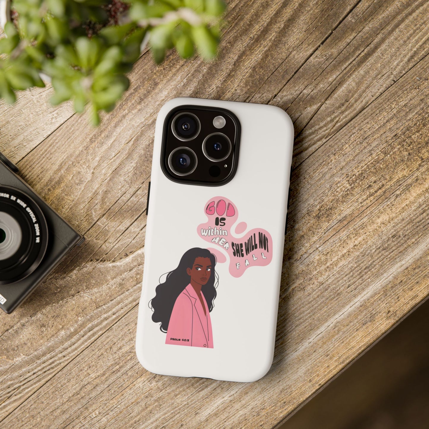 Phone Case — 'God is Within Her, She Will Not Fail' Inspirational Illustrated Case