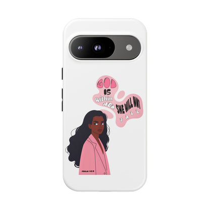 Phone Case — 'God is Within Her, She Will Not Fail' Inspirational Illustrated Case