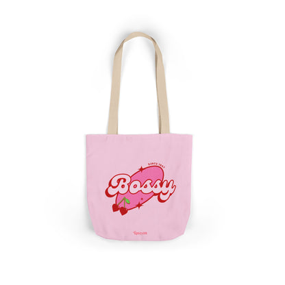 Bossy Pink Heart Tote Bag — Cute Retro Graphic Canvas Tote