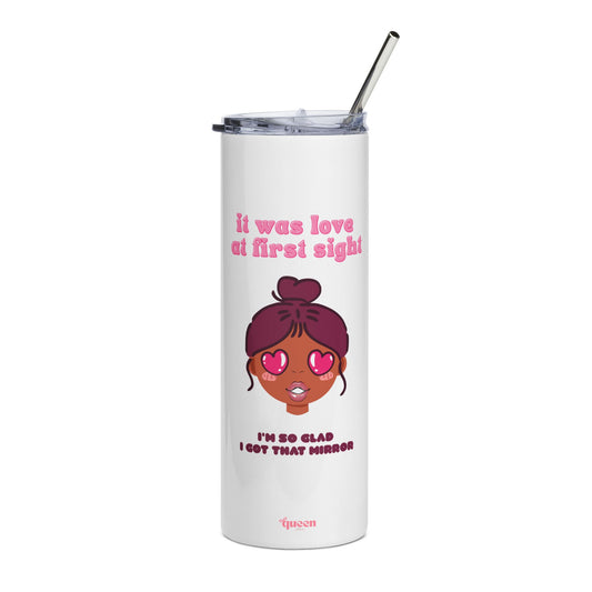20oz Stainless Tumbler — “It Was Love at First Sight” Heart-Eyes Girl Design