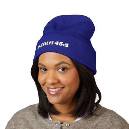 Embroidered 'Psalm 46:5' Classic Cuffed Beanie