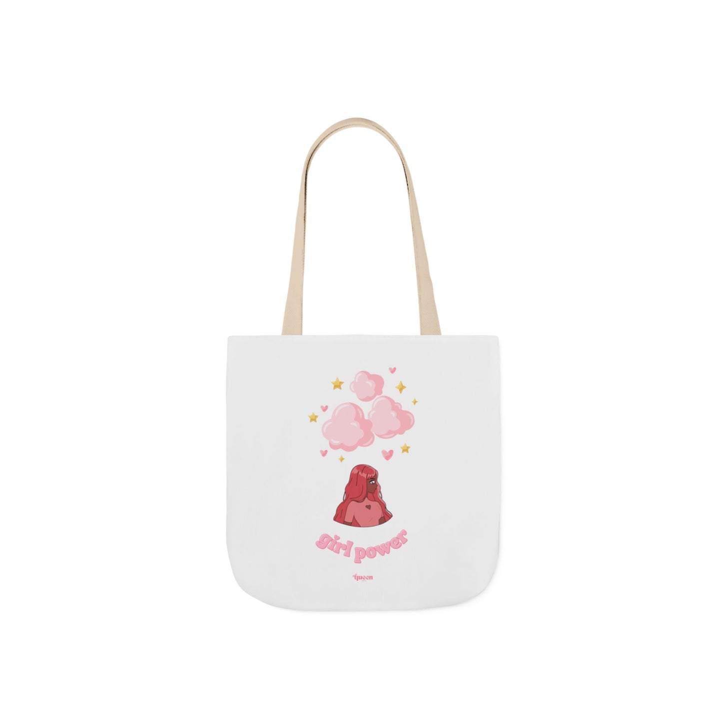 Girl Power Canvas Tote Bag — Cute Volcano & Hearts Eco Shopper