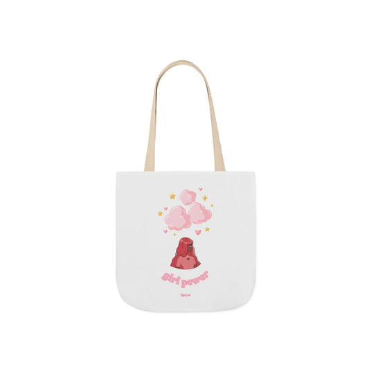 Girl Power Canvas Tote Bag — Cute Volcano & Hearts Eco Shopper