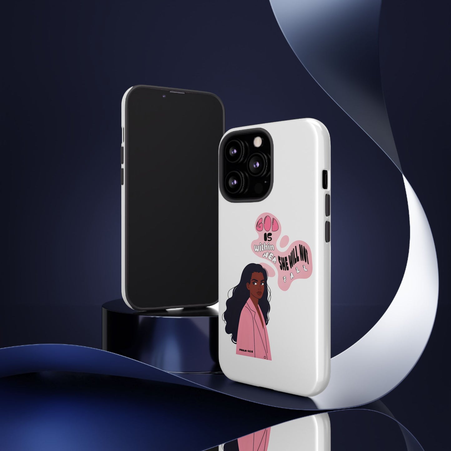 Phone Case — 'God is Within Her, She Will Not Fail' Inspirational Illustrated Case