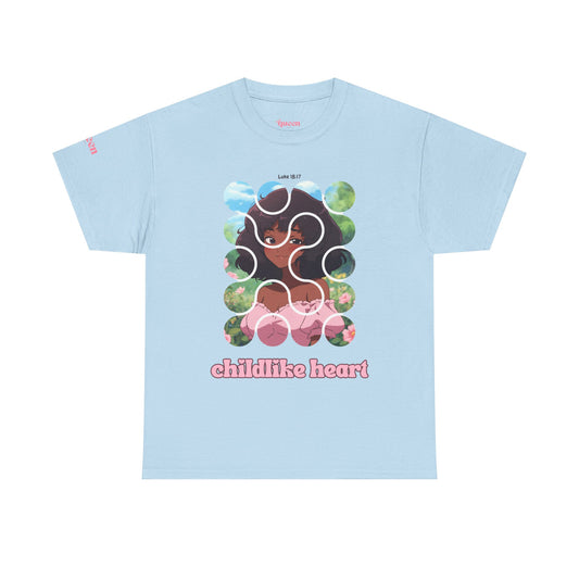 Childlike Heart Graphic Tee — Retro Puzzle Girl Design
