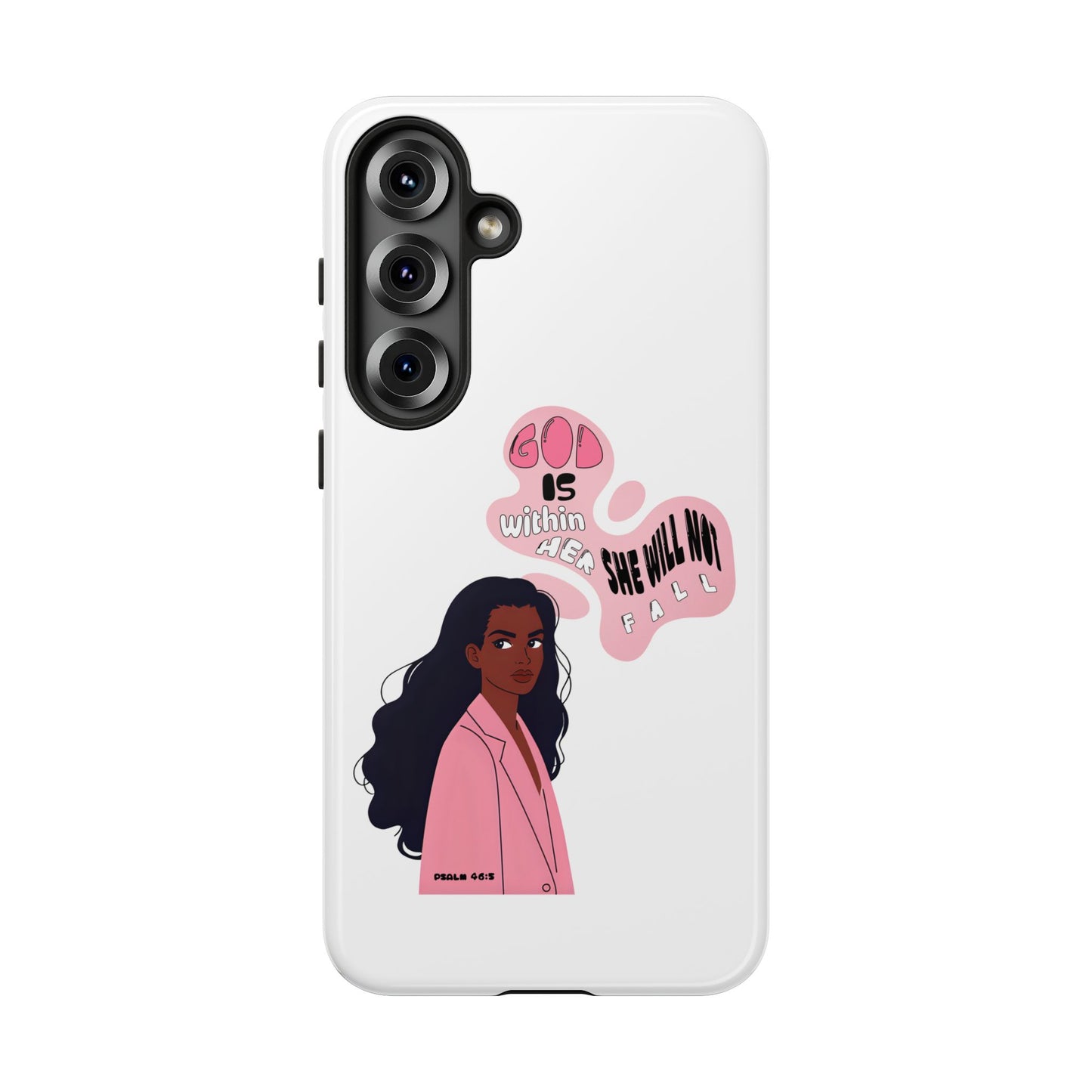 Phone Case — 'God is Within Her, She Will Not Fail' Inspirational Illustrated Case