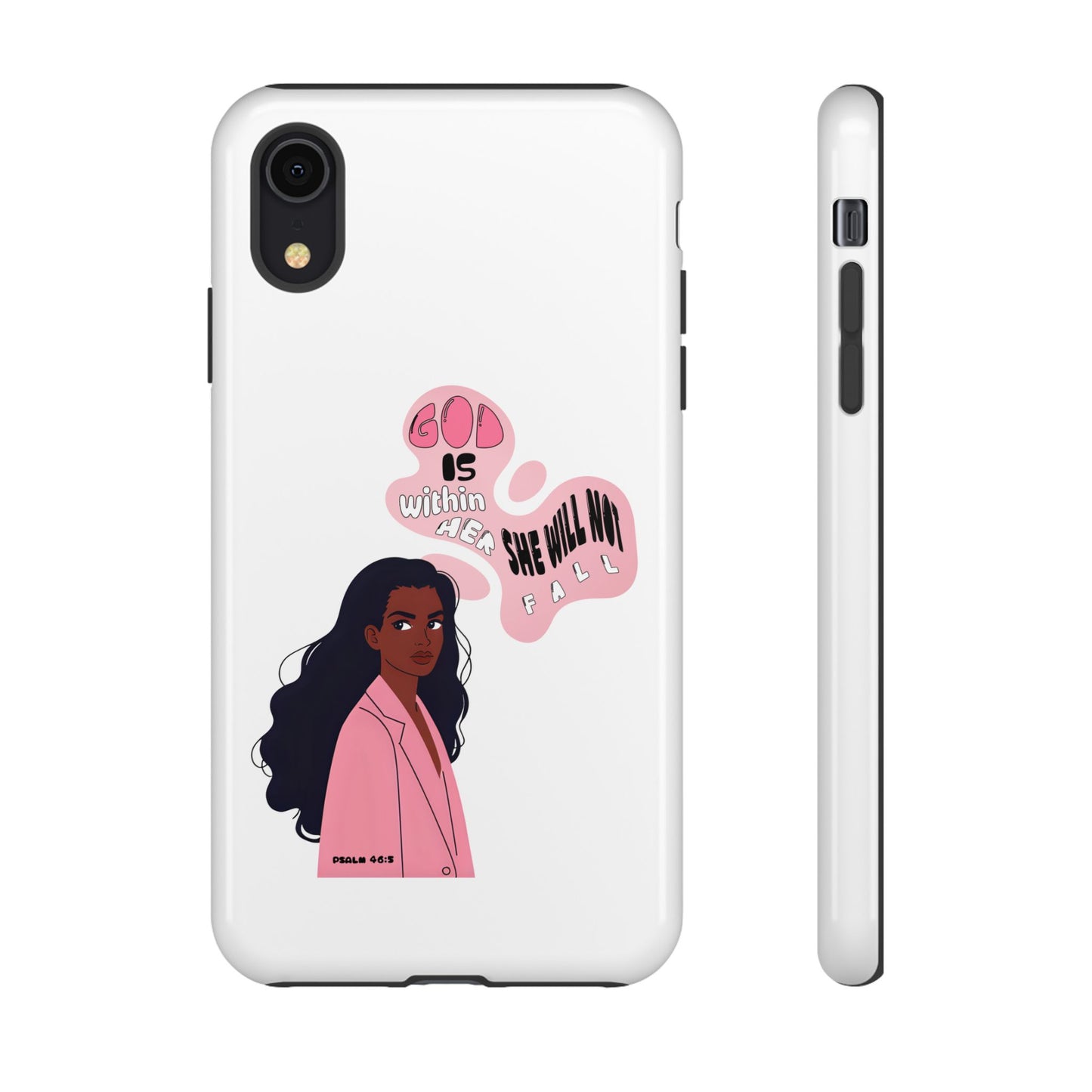 Phone Case — 'God is Within Her, She Will Not Fail' Inspirational Illustrated Case