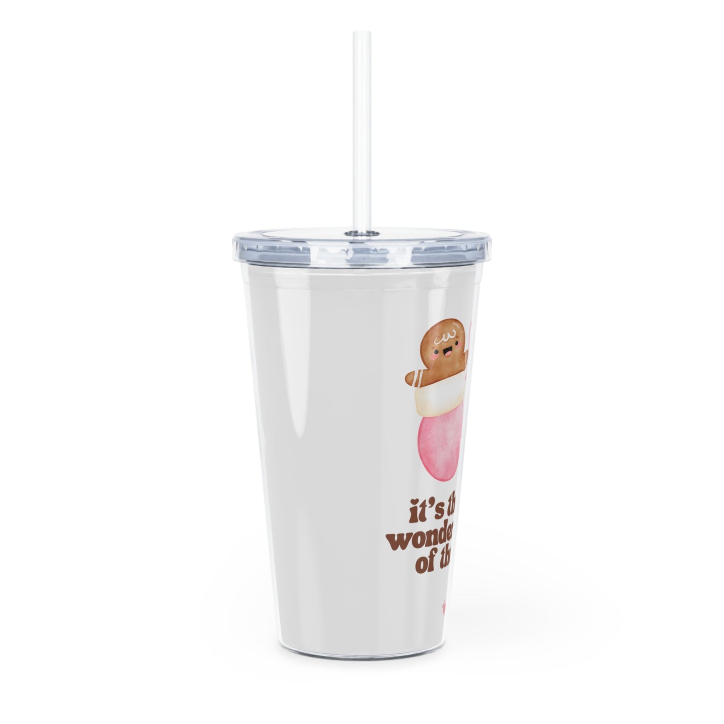 'It's the Most Wonderful Time of the Year' Cute Gingerbread Friends Travel Tumbler with Straw
