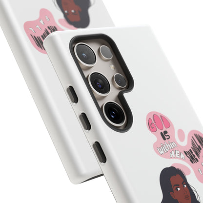 Phone Case — 'God is Within Her, She Will Not Fail' Inspirational Illustrated Case