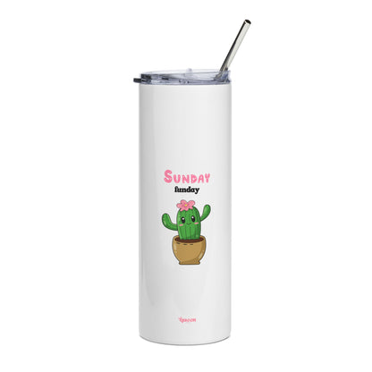 20oz Stainless Tumbler — Cute 'Sunday' Cactus Travel Cup