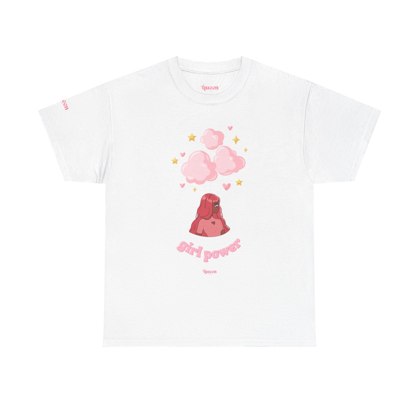Girl Power Cotton Tee — Cute Pink Volcano Graphic T-Shirt