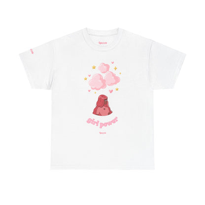 Girl Power Cotton Tee — Cute Pink Volcano Graphic T-Shirt