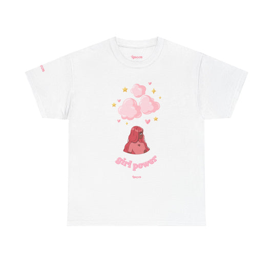 Girl Power Cotton Tee — Cute Pink Volcano Graphic T-Shirt