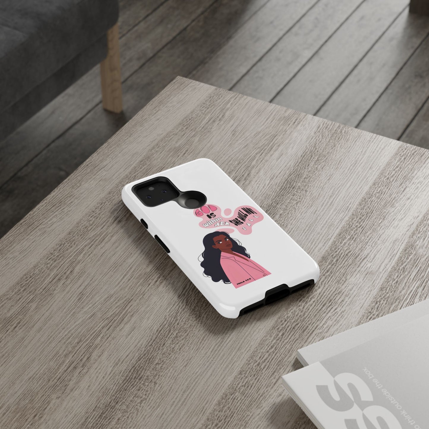Phone Case — 'God is Within Her, She Will Not Fail' Inspirational Illustrated Case