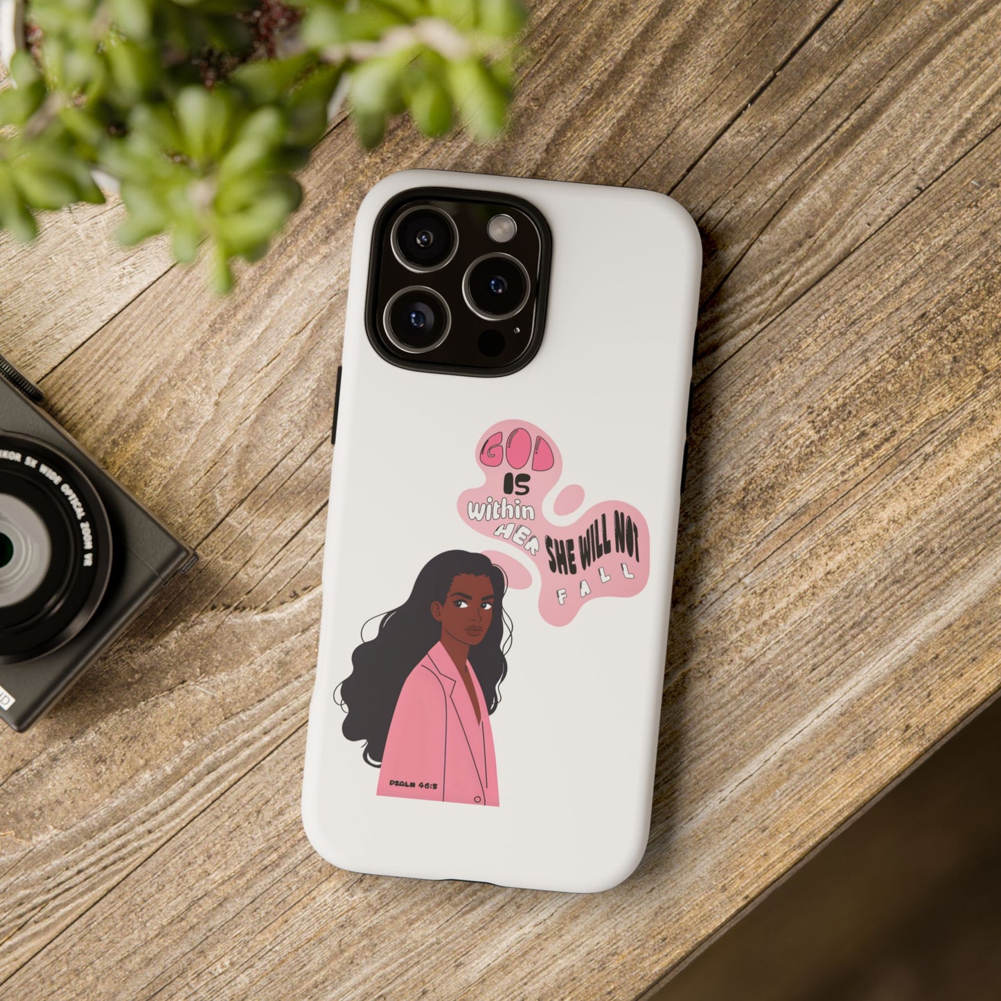 Phone Case — 'God is Within Her, She Will Not Fail' Inspirational Illustrated Case