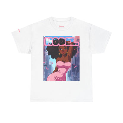 Model Pink Dress T-Shirt — Afro Puff Girl Graphic Tee
