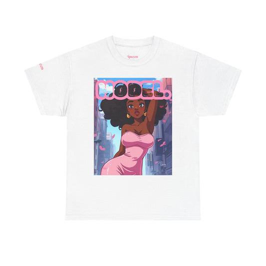 Model Pink Dress T-Shirt — Afro Puff Girl Graphic Tee