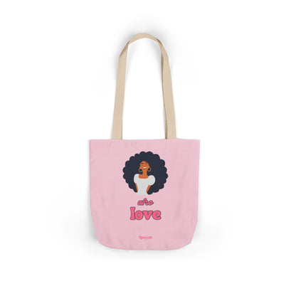 Pink "She’s Love" Afro Woman Canvas Tote
