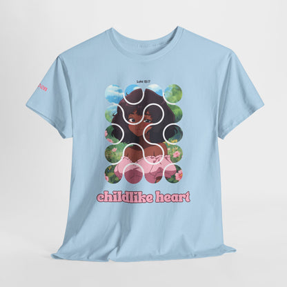Childlike Heart Graphic Tee — Retro Puzzle Girl Design
