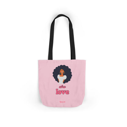Pink "She’s Love" Afro Woman Canvas Tote