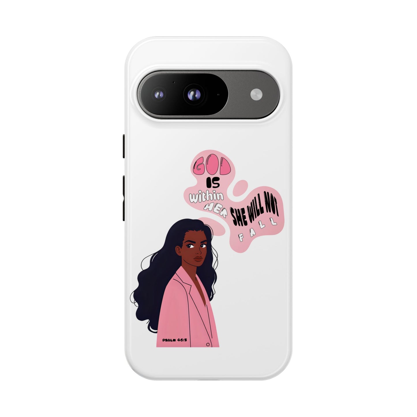 Phone Case — 'God is Within Her, She Will Not Fail' Inspirational Illustrated Case