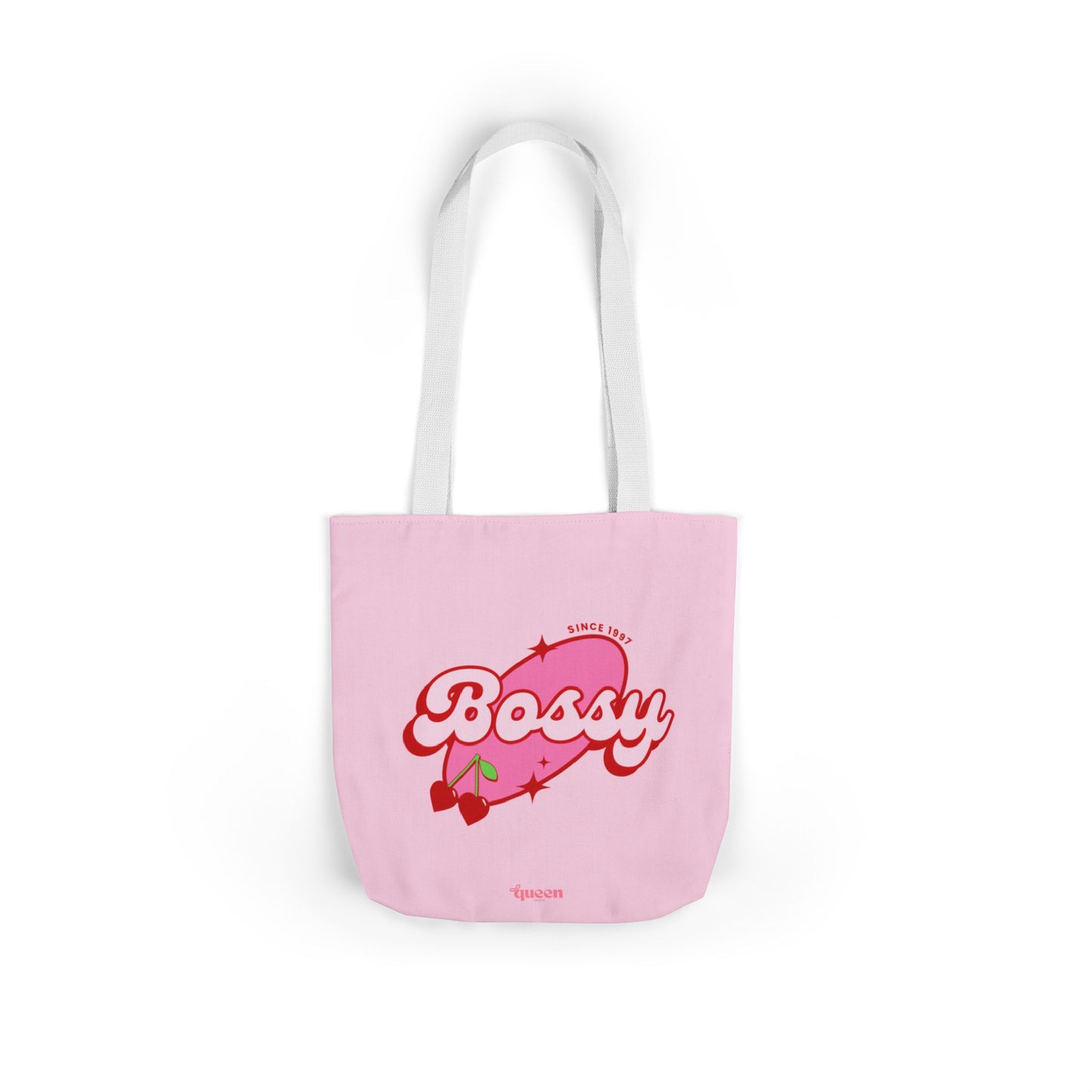 Bossy Pink Heart Tote Bag — Cute Retro Graphic Canvas Tote