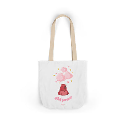 Girl Power Canvas Tote Bag — Cute Volcano & Hearts Eco Shopper