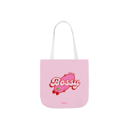 Bossy Pink Heart Tote Bag — Cute Retro Graphic Canvas Tote