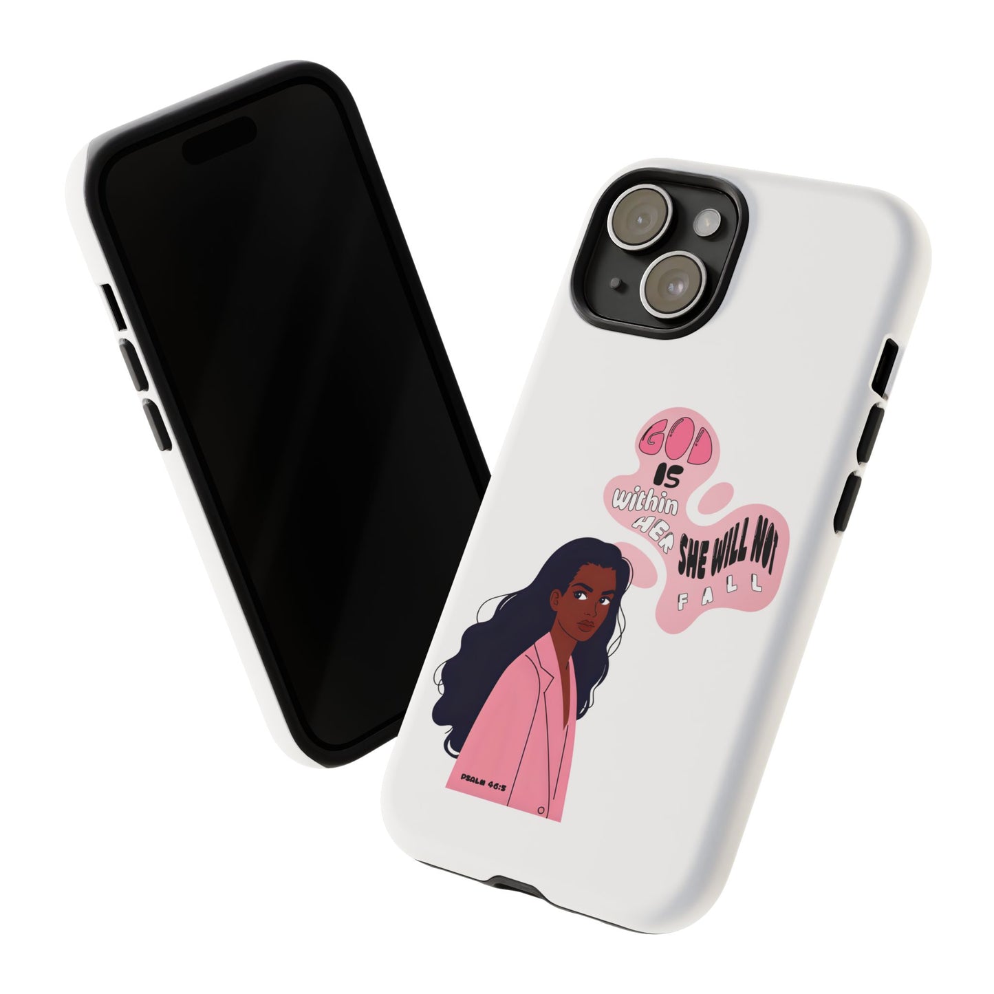 Phone Case — 'God is Within Her, She Will Not Fail' Inspirational Illustrated Case