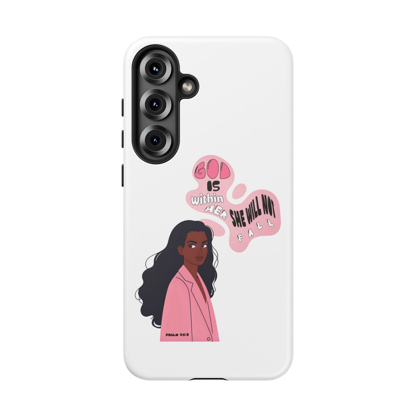 Phone Case — 'God is Within Her, She Will Not Fail' Inspirational Illustrated Case
