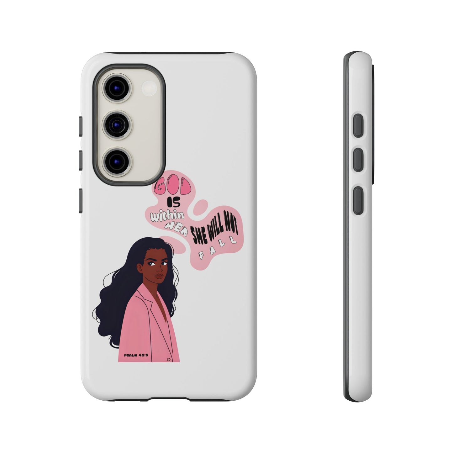 Phone Case — 'God is Within Her, She Will Not Fail' Inspirational Illustrated Case