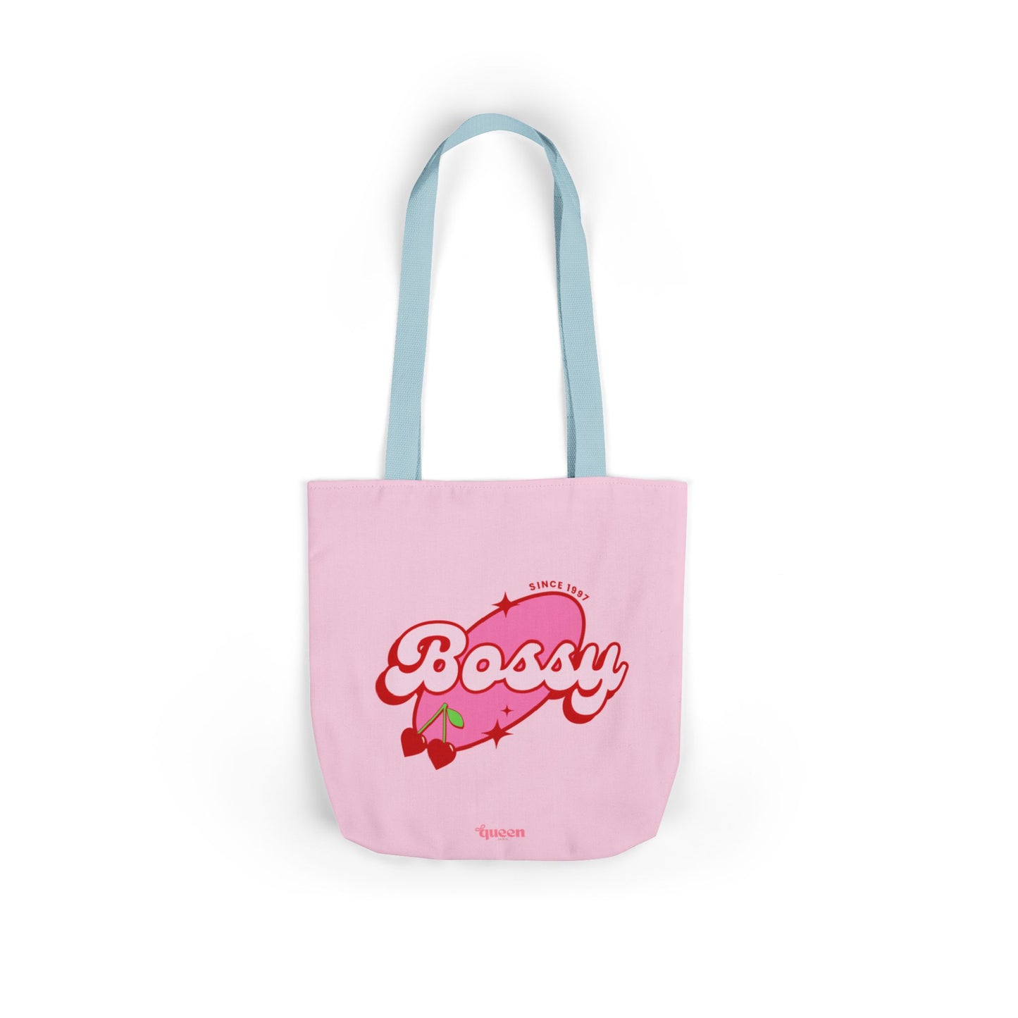 Bossy Pink Heart Tote Bag — Cute Retro Graphic Canvas Tote