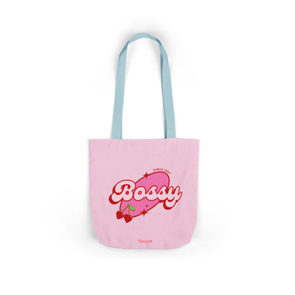 Bossy Pink Heart Tote Bag — Cute Retro Graphic Canvas Tote