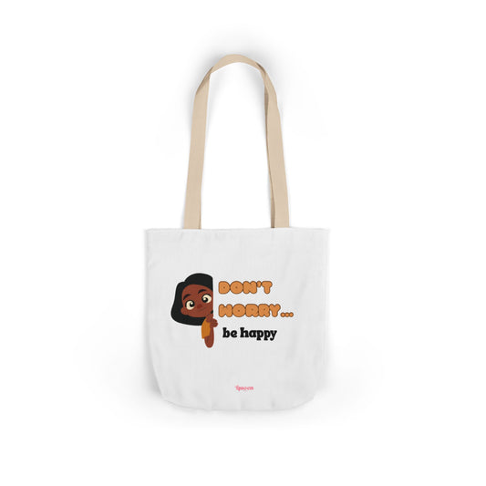 Don’t Worry… Be Happy Canvas Tote Bag — Cute Positive Quote Tote
