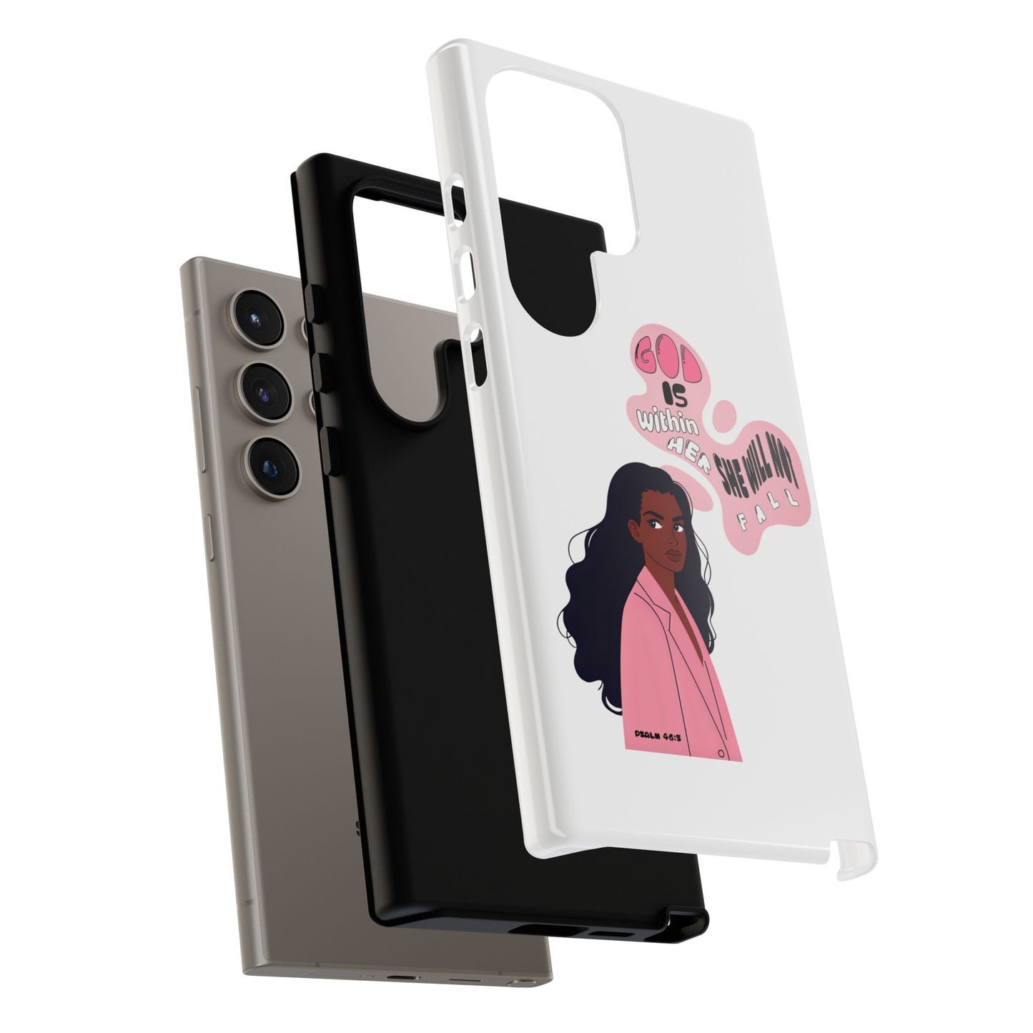 Phone Case — 'God is Within Her, She Will Not Fail' Inspirational Illustrated Case