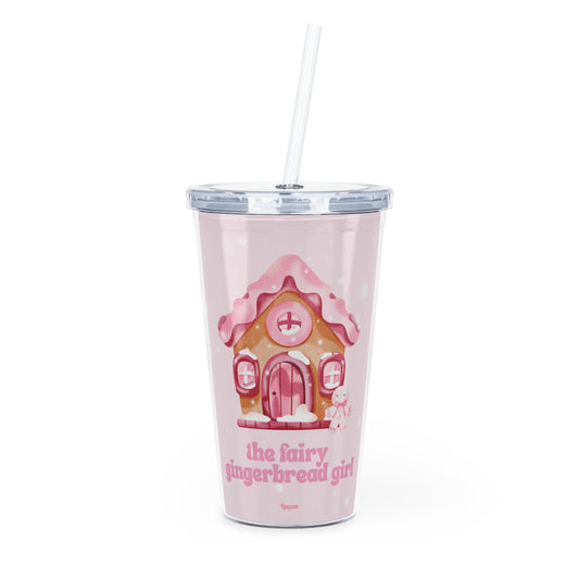 Pink Fairy Gingerbread Girl Tumbler with Straw