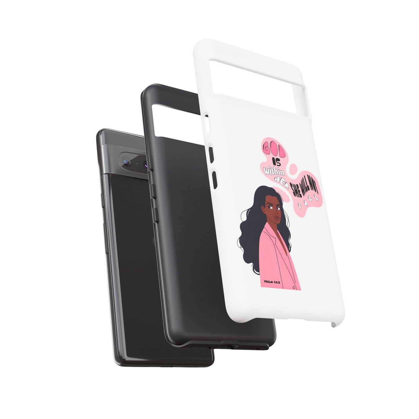 Phone Case — 'God is Within Her, She Will Not Fail' Inspirational Illustrated Case